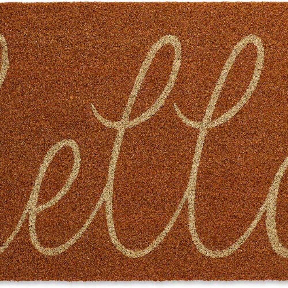 Hello Coir Fiber Doormat Non-Slip Durable Outdoor/Indoor, Pet Friendly, 18x30, P